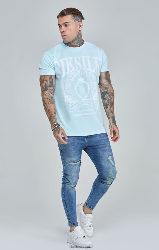 homens vestuário 6884ZR396 SikSilk camiseta azul do time do colégio boxy fit