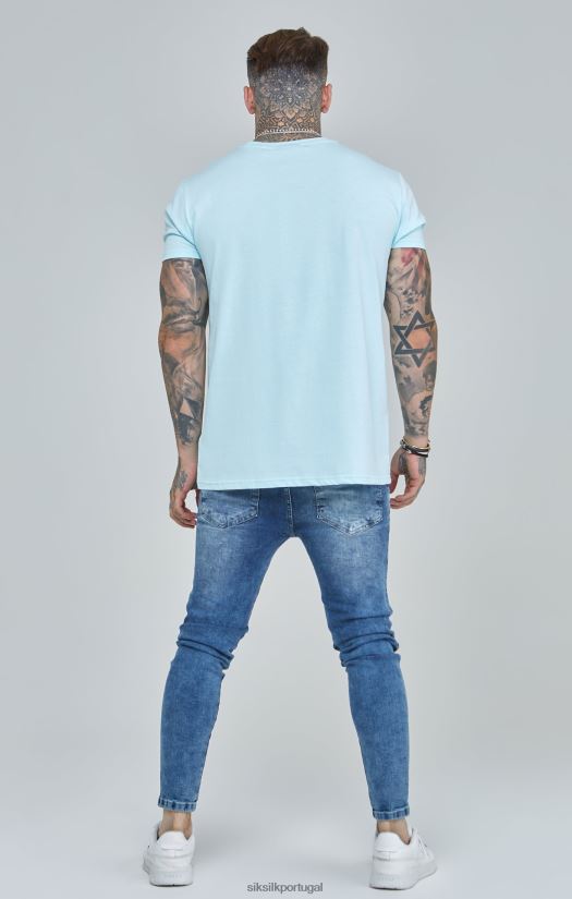 homens vestuário 6884ZR396 SikSilk camiseta azul do time do colégio boxy fit