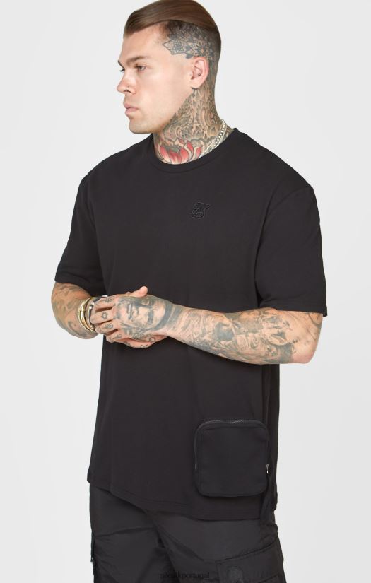 homens vestuário 6884ZR399 SikSilk camiseta preta grande com bolso