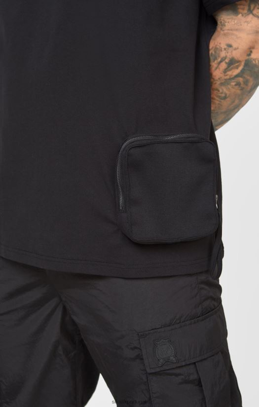 homens vestuário 6884ZR399 SikSilk camiseta preta grande com bolso
