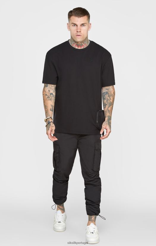 homens vestuário 6884ZR399 SikSilk camiseta preta grande com bolso