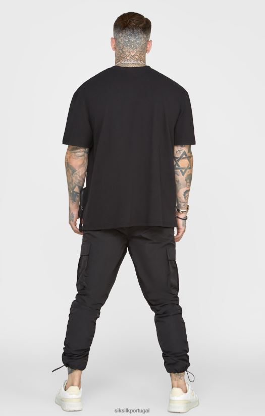 homens vestuário 6884ZR399 SikSilk camiseta preta grande com bolso
