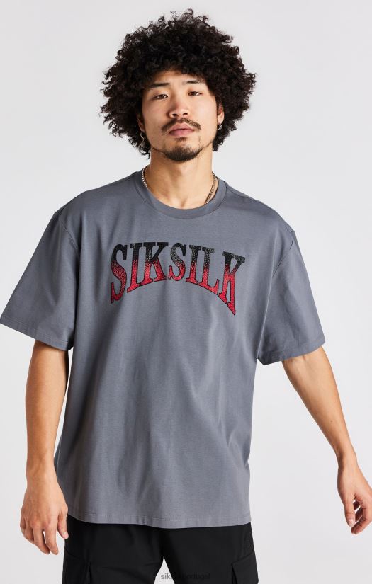 homens vestuário 6884ZR400 SikSilk camiseta manga curta cinza com strass