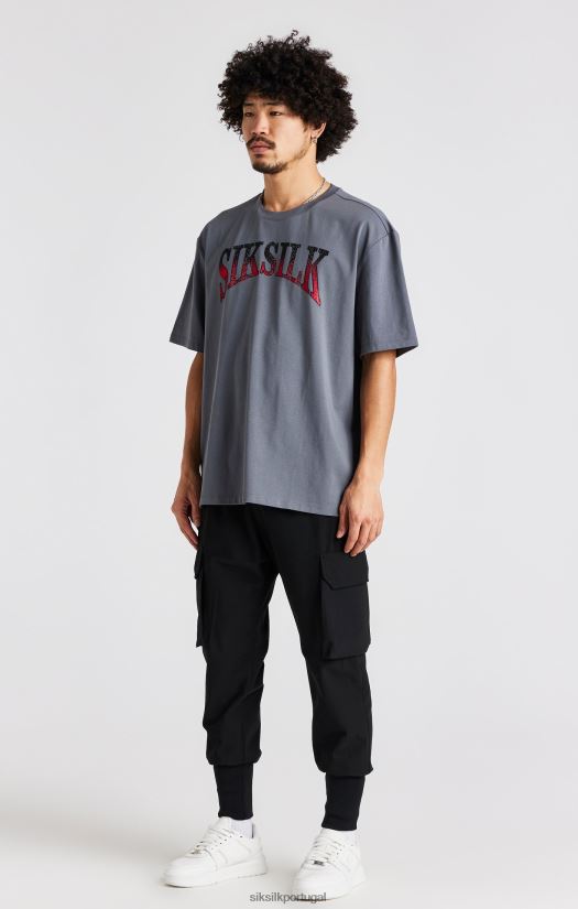 homens vestuário 6884ZR400 SikSilk camiseta manga curta cinza com strass