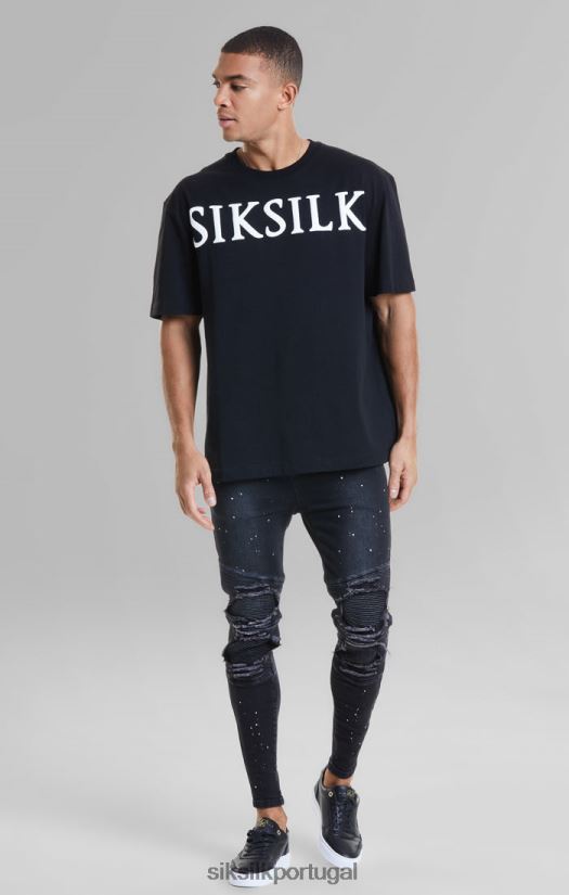 homens vestuário 6884ZR407 SikSilk camiseta preta folgada