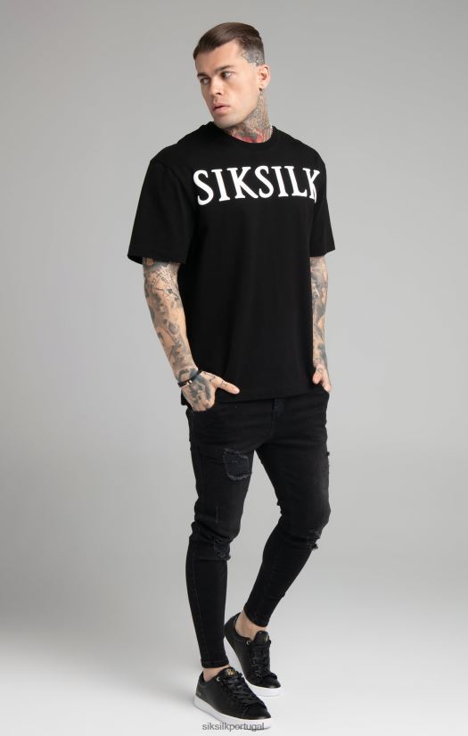 homens vestuário 6884ZR407 SikSilk camiseta preta folgada