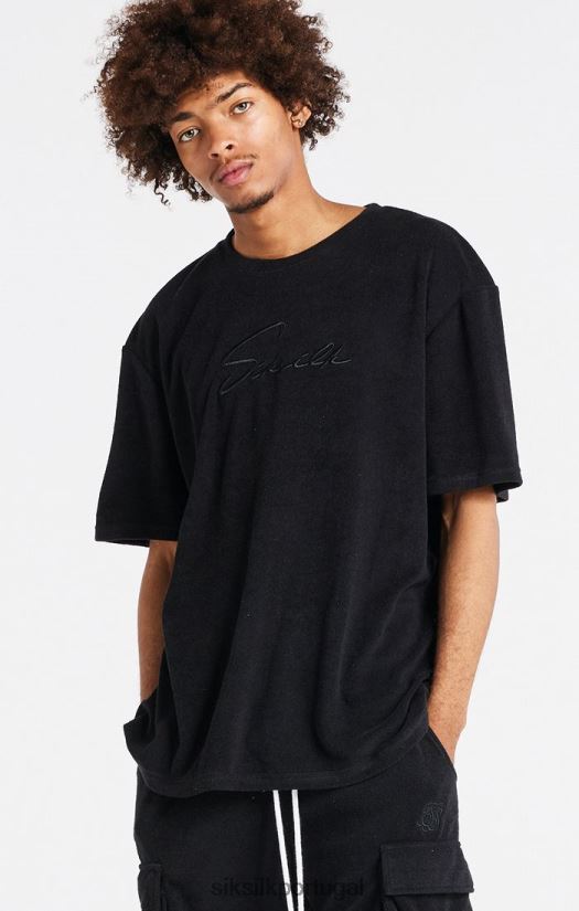 homens vestuário 6884ZR408 SikSilk camiseta preta oversized