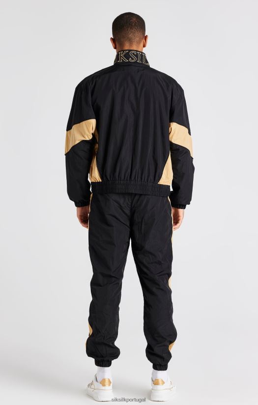 homens vestuário 6884ZR468 SikSilk jaqueta bomber preta com painéis