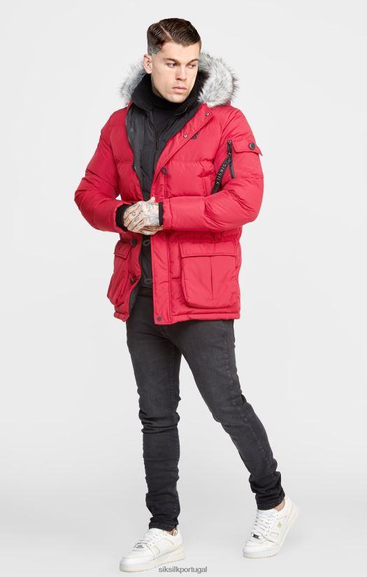 homens vestuário 6884ZR470 SikSilk parka ártica vermelha
