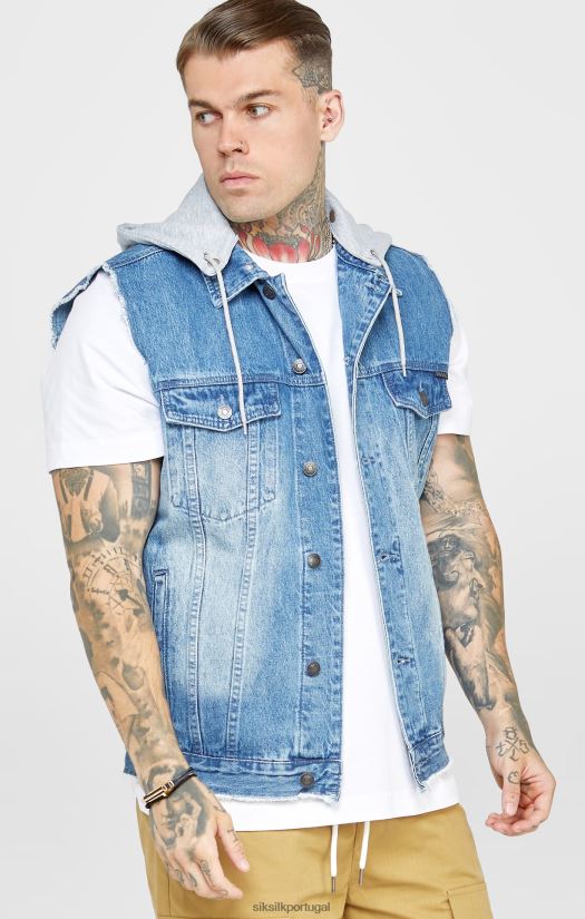 homens vestuário 6884ZR473 SikSilk enxágue e colete jeans
