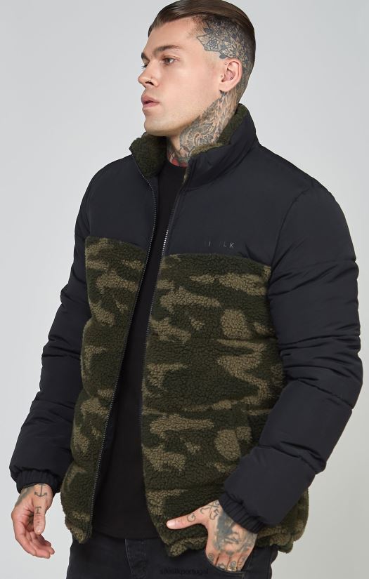 homens vestuário 6884ZR485 SikSilk jaqueta bolha sherpa preta