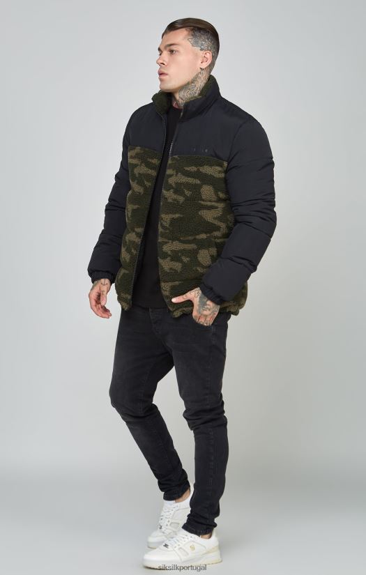 homens vestuário 6884ZR485 SikSilk jaqueta bolha sherpa preta