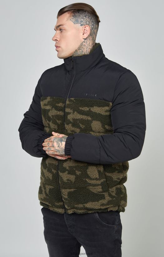 homens vestuário 6884ZR485 SikSilk jaqueta bolha sherpa preta