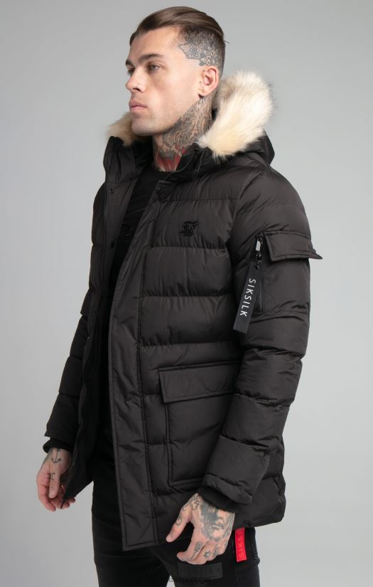 homens vestuário 6884ZR493 SikSilk parka expedicionária preta