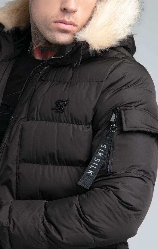 homens vestuário 6884ZR493 SikSilk parka expedicionária preta