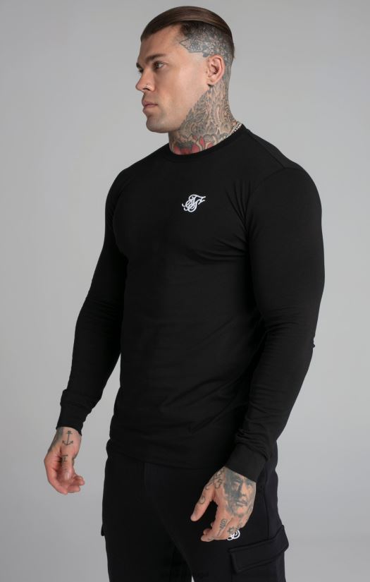 homens vestuário 6884ZR412 SikSilk moletom essencial preto