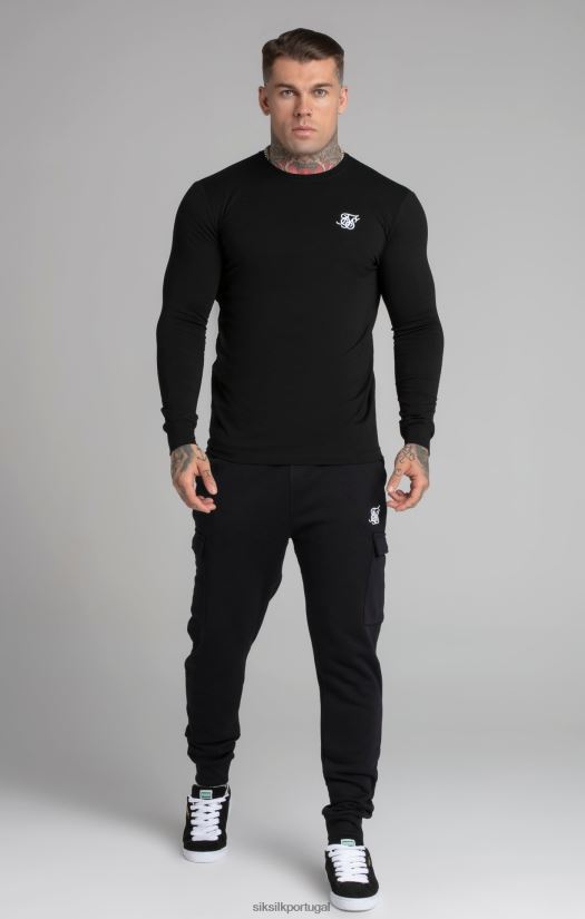 homens vestuário 6884ZR412 SikSilk moletom essencial preto