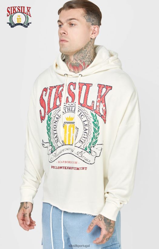homens vestuário 6884ZR419 SikSilk moletom oversized com estampa de aniversário do time do colégio cru