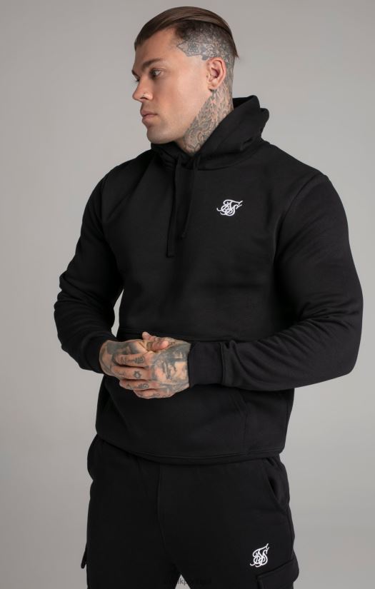 homens vestuário 6884ZR422 SikSilk moletom com capuz preto essencial