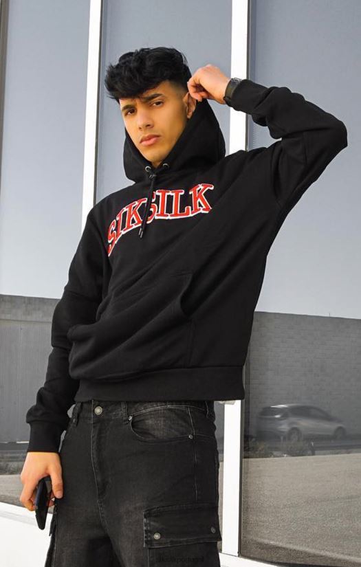 homens vestuário 6884ZR426 SikSilk moletom preto grande