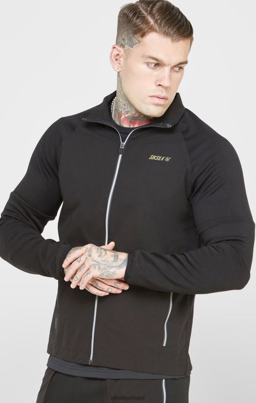 homens vestuário 6884ZR428 SikSilk zip-thru esportivo preto