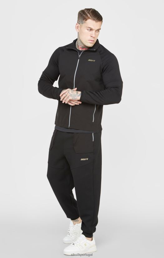 homens vestuário 6884ZR428 SikSilk zip-thru esportivo preto