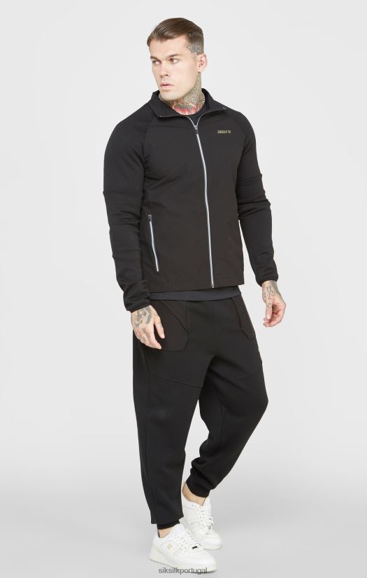homens vestuário 6884ZR428 SikSilk zip-thru esportivo preto