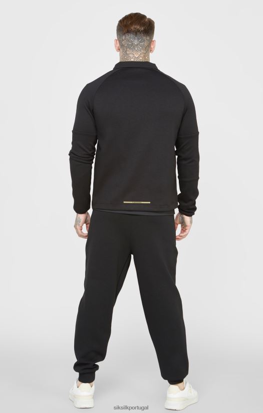 homens vestuário 6884ZR428 SikSilk zip-thru esportivo preto