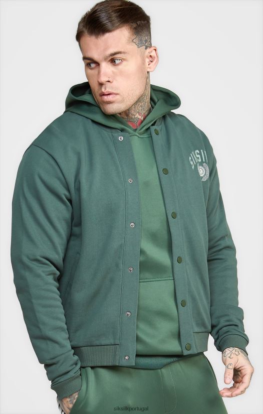 homens vestuário 6884ZR429 SikSilk bombardeiro verde relaxado do time do colégio