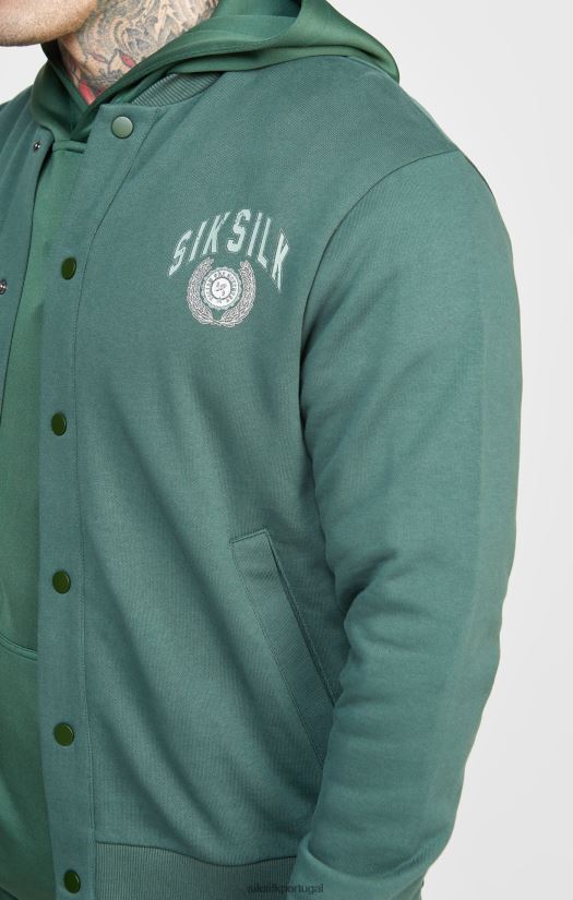 homens vestuário 6884ZR429 SikSilk bombardeiro verde relaxado do time do colégio