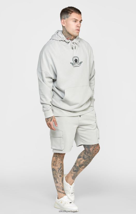 homens vestuário 6884ZR443 SikSilk moletom oversized com estampa universitária cinza