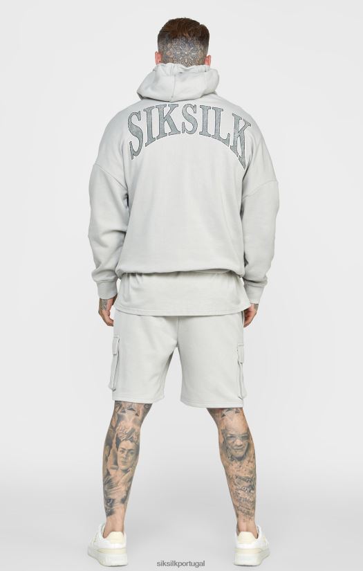 homens vestuário 6884ZR443 SikSilk moletom oversized com estampa universitária cinza