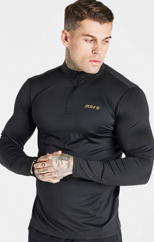 homens vestuário 6884ZR449 SikSilk zip thru esportivo preto