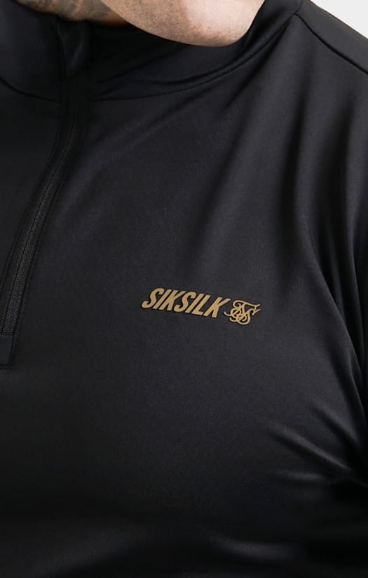 homens vestuário 6884ZR449 SikSilk zip thru esportivo preto