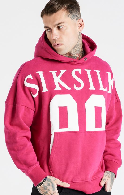 homens vestuário 6884ZR459 SikSilk moletom com capuz rosa relaxado