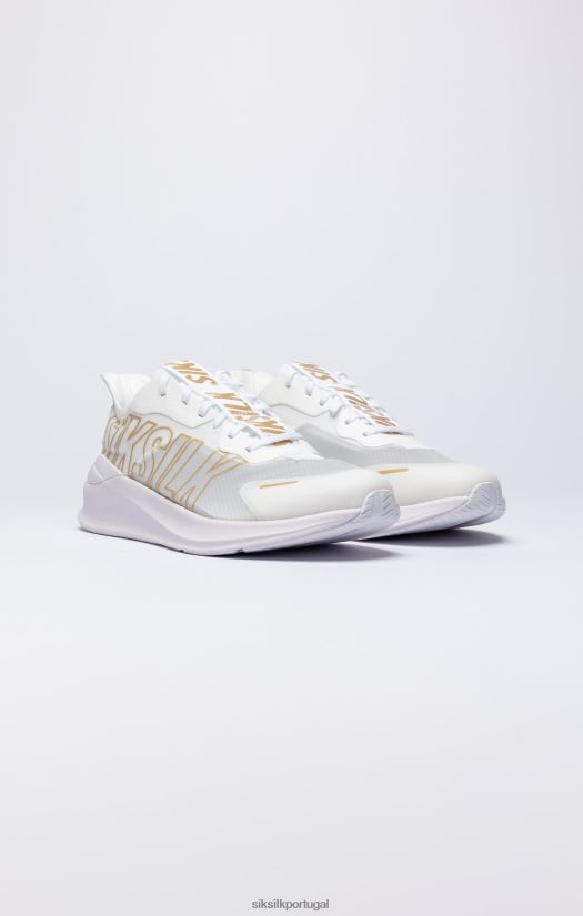 mulheres calçados 6884ZR253 SikSilk tênis mako performance branco e dourado