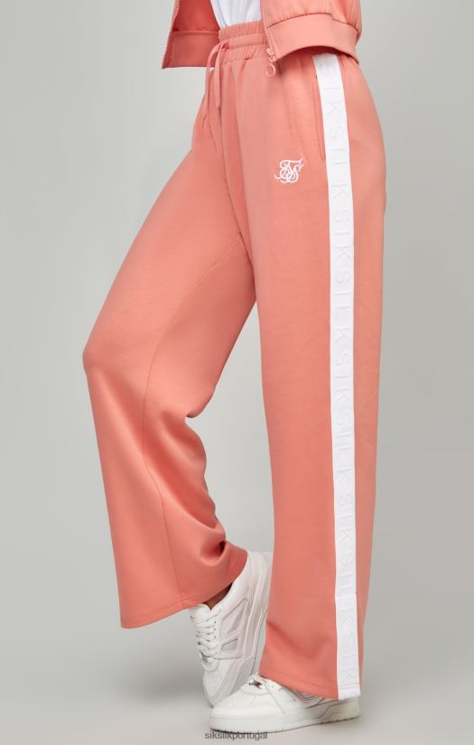 mulheres vestuário 6884ZR181 SikSilk calça de perna larga com fita coral