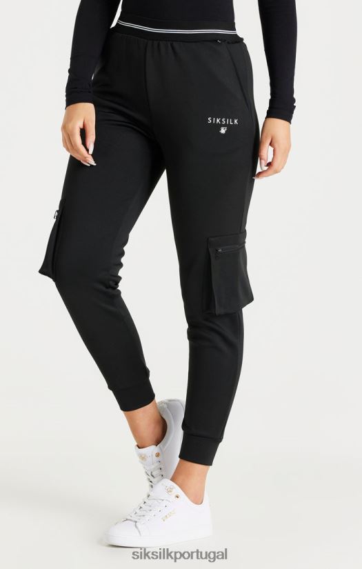 mulheres vestuário 6884ZR184 SikSilk calça cargo preta