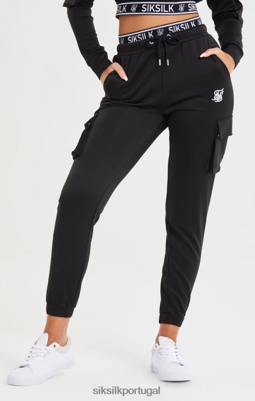 mulheres vestuário 6884ZR157 SikSilk jogger preto com bolso cargo