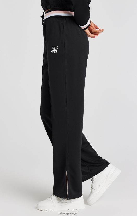 mulheres vestuário 6884ZR158 SikSilk calça universitária preta com perna larga