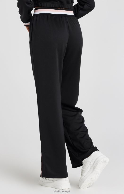 mulheres vestuário 6884ZR158 SikSilk calça universitária preta com perna larga