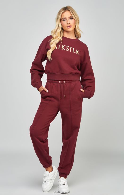 mulheres vestuário 6884ZR178 SikSilk joggers oversized bordô