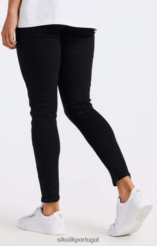 mulheres vestuário 6884ZR192 SikSilk calça jeans skinny preta essencial