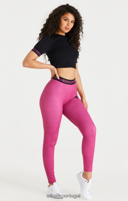 mulheres vestuário 6884ZR171 SikSilk legging fita rosa