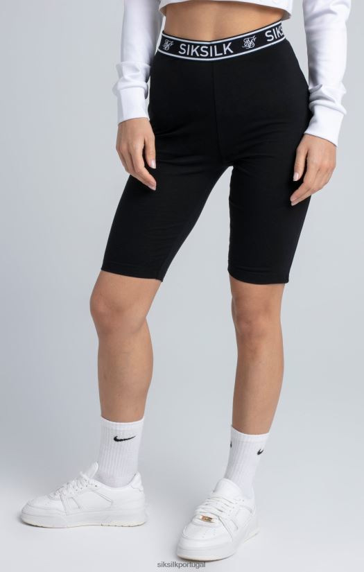 mulheres vestuário 6884ZR196 SikSilk shorts de ciclo de fita essencial preto