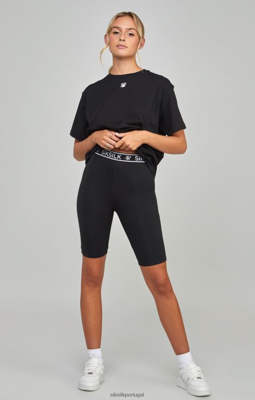 mulheres vestuário 6884ZR196 SikSilk shorts de ciclo de fita essencial preto