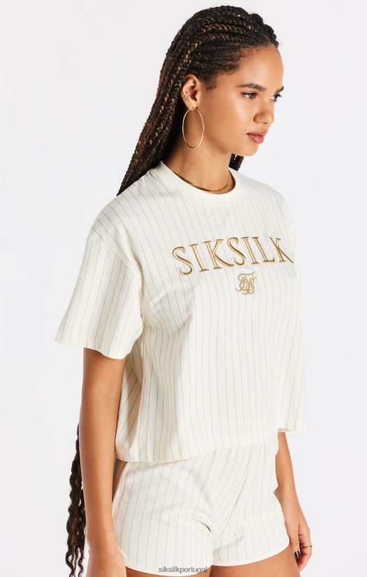 mulheres vestuário 6884ZR26 SikSilk camiseta listrada crua