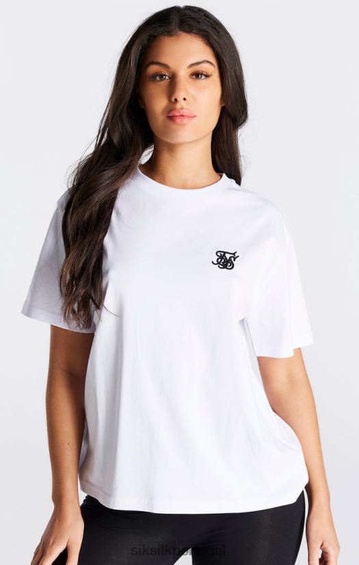 mulheres vestuário 6884ZR27 SikSilk camiseta namorado essencial branca