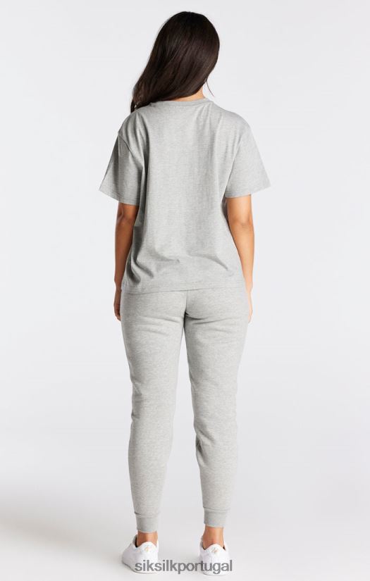 mulheres vestuário 6884ZR41 SikSilk camiseta namorado essencial cinza marl