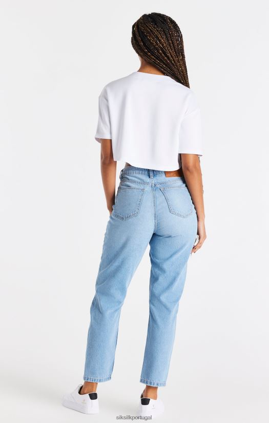 mulheres vestuário 6884ZR50 SikSilk camisa de beisebol branca